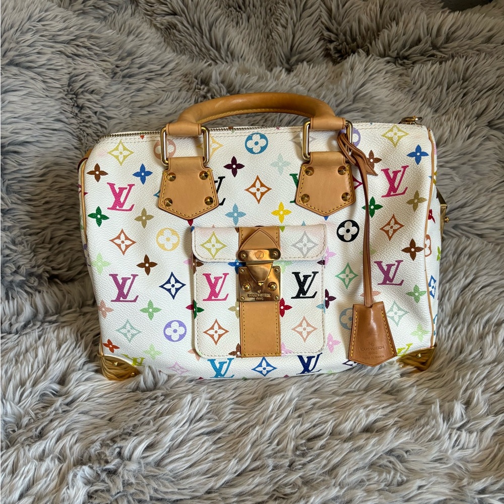 LOUIS VUITTON White Monogram Multicolor Speedy 30